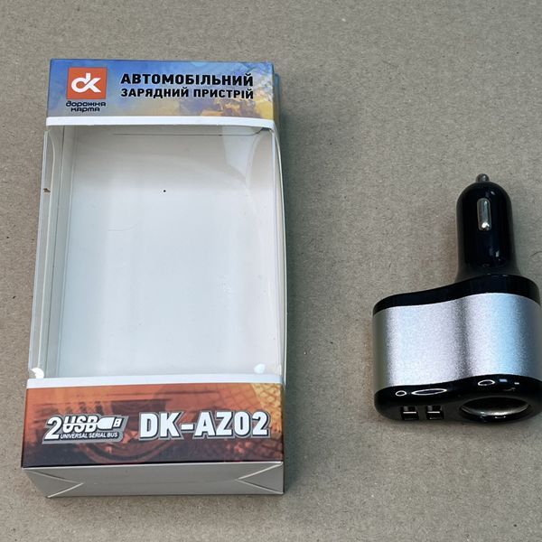 Автомобільний зарядний пристрій 2 USB (12/24V &mdash; 5 V 2,1 A) і прикурювач (12/24 -5A 60 W) (DK-AZ02) 49051233346 DK-AZ02 фото