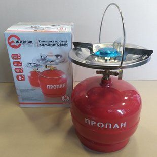 Комплект газовий балон кемпінговий 5 літрів (з пальником) вир-во INTERTOOL GS-0005 GS-0005 фото