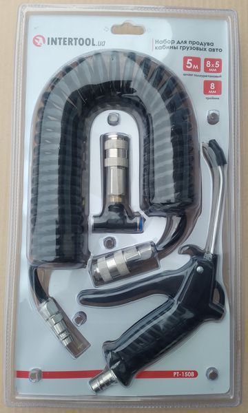 Пістолет продувний зі шлангом 8 мм 5 м вир-во INTERTOOL PT-1508 PT-1508 фото