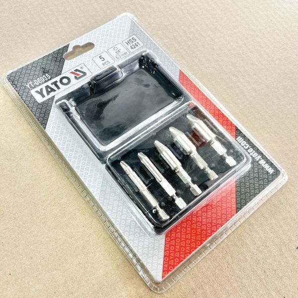Набір екстракторів YATO: HEX 1/4", HSS 4241, для видалення зламаних гвинтів 5 шт YT-06035 YT-06035 фото
